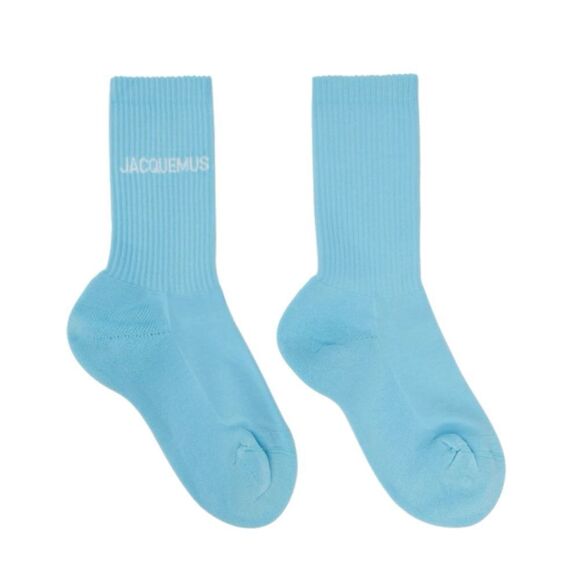 ⭕️ JACQUEMUS Logo Knit Socks Turquoise 39 Large Designer - Picture 1 of 6